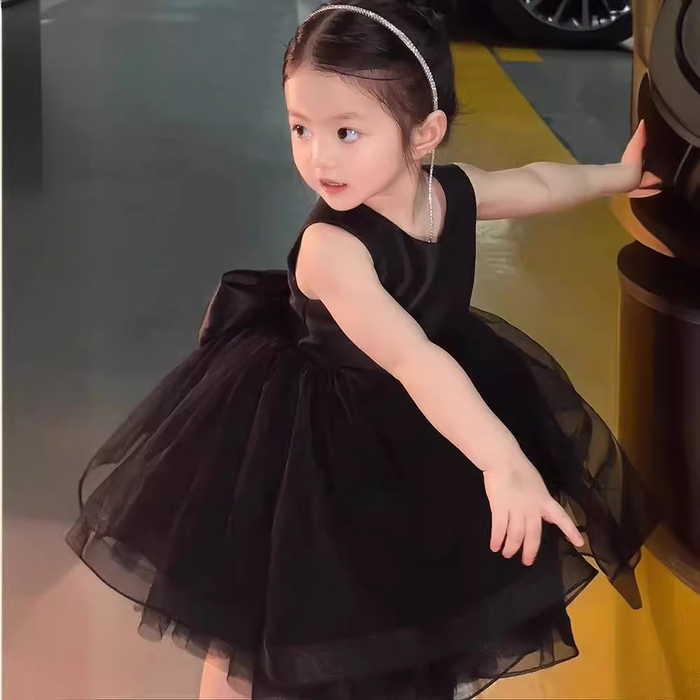 Baby Clothing High End - 女の赤ちゃんの最初の誕生日ドレス 冬用 高級ピアノ演奏用 ガーゼドレス 甘いプリンセスドレス ブラック