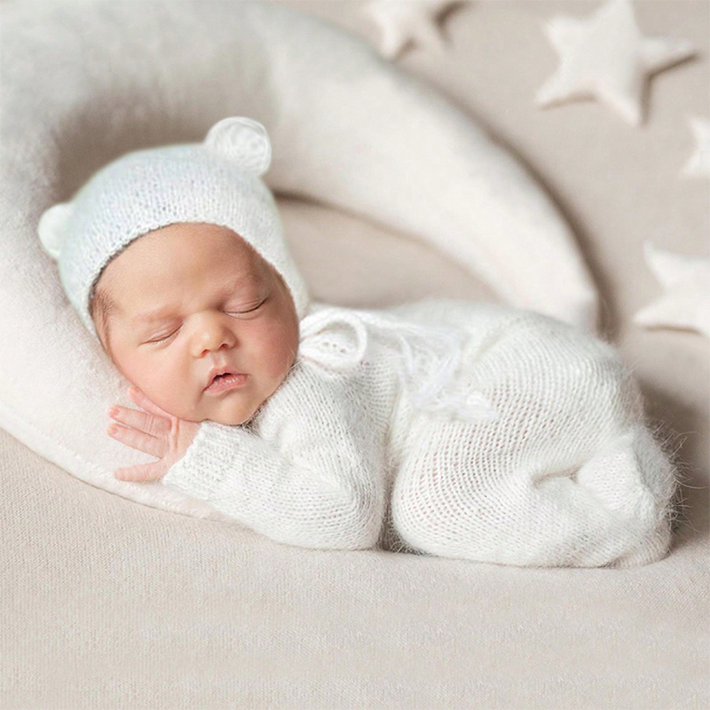 Baby Clothing Dividers - 生まれたばかりの黄色のクマのスーツ,帽子,動物柄の服,かわいい編み物,男の子のための写真撮影服